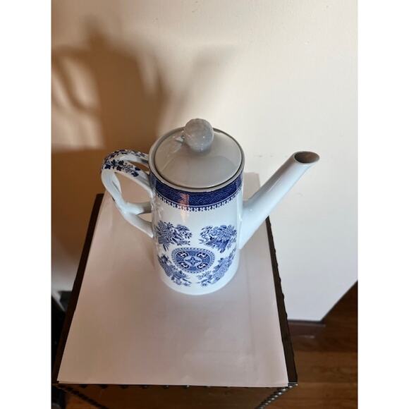 Spode Copeland Fitzhugh Blue & White Coffee Pot 6.5" H Fine Stone - Picture 3 of 6